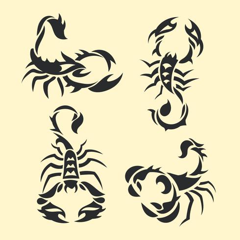 Set di tatuaggio Tribal Scorpion vettore