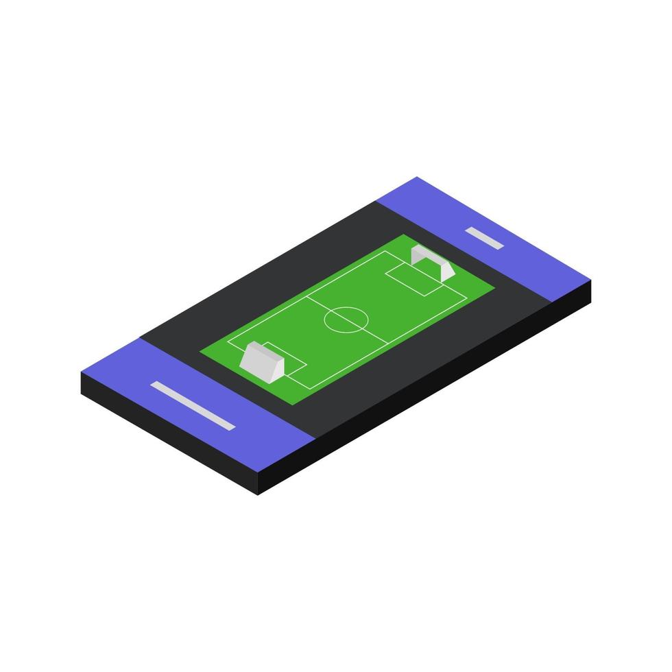 campo di calcio su smartphone isometrico vettore