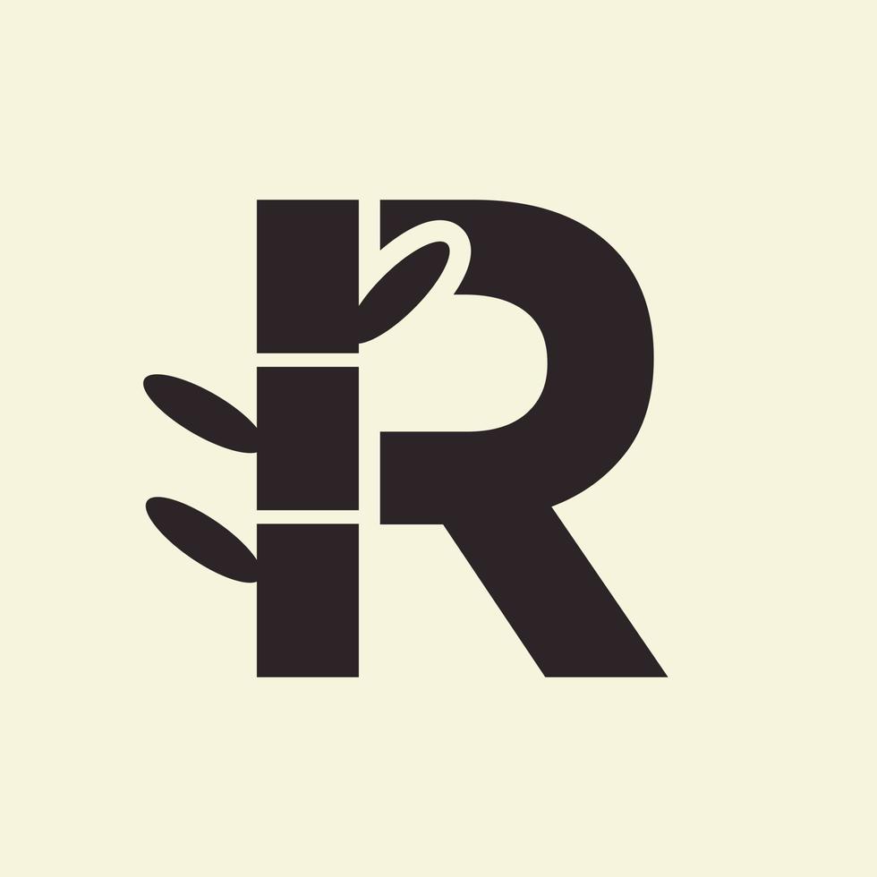 lettera r bambù logo design simbolo vettore