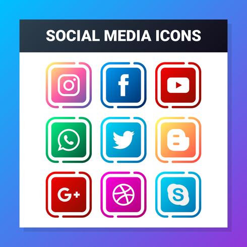 Set di icone di rete sociale vettore