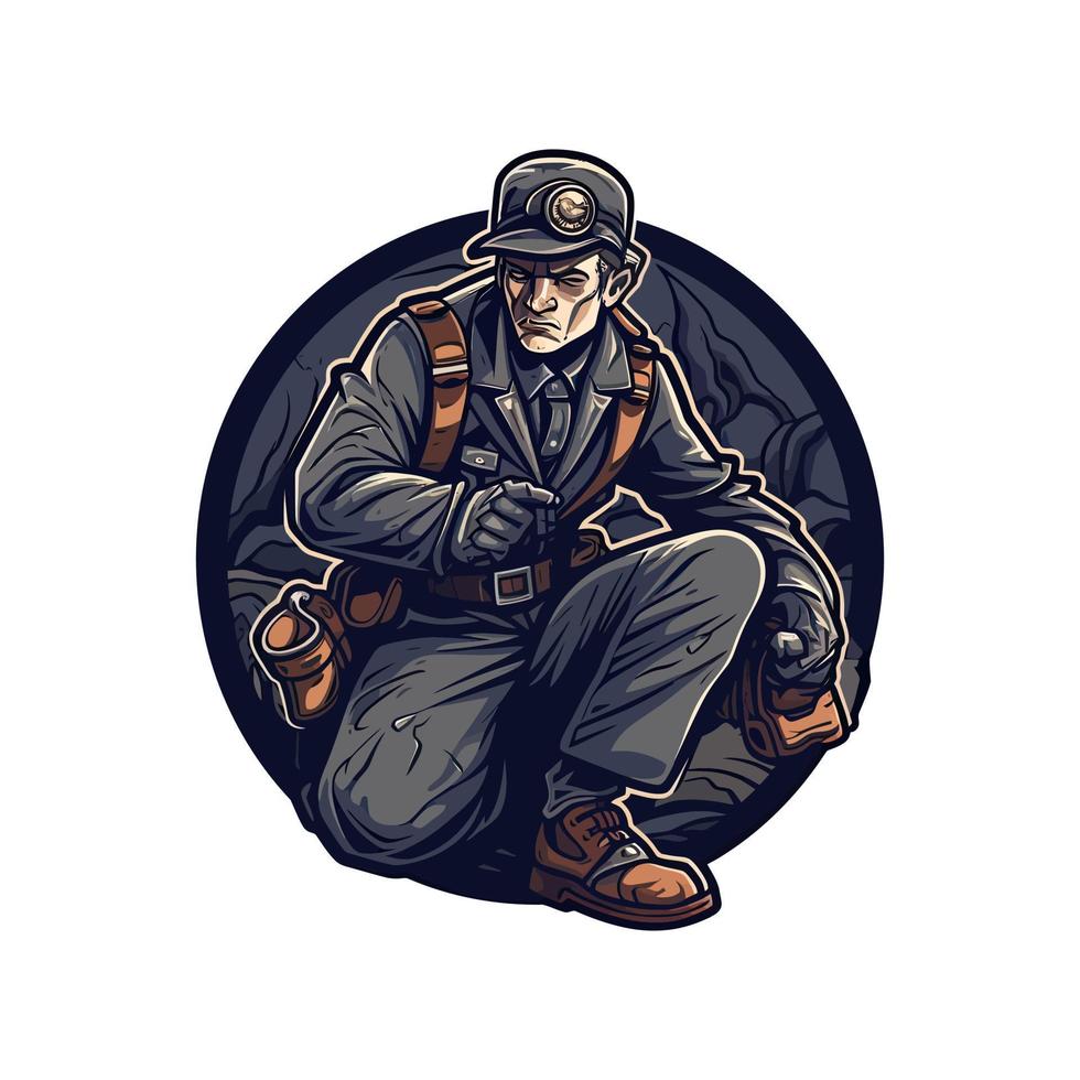 un' logo di un' soldato, progettato nel esports illustrazione stile vettore