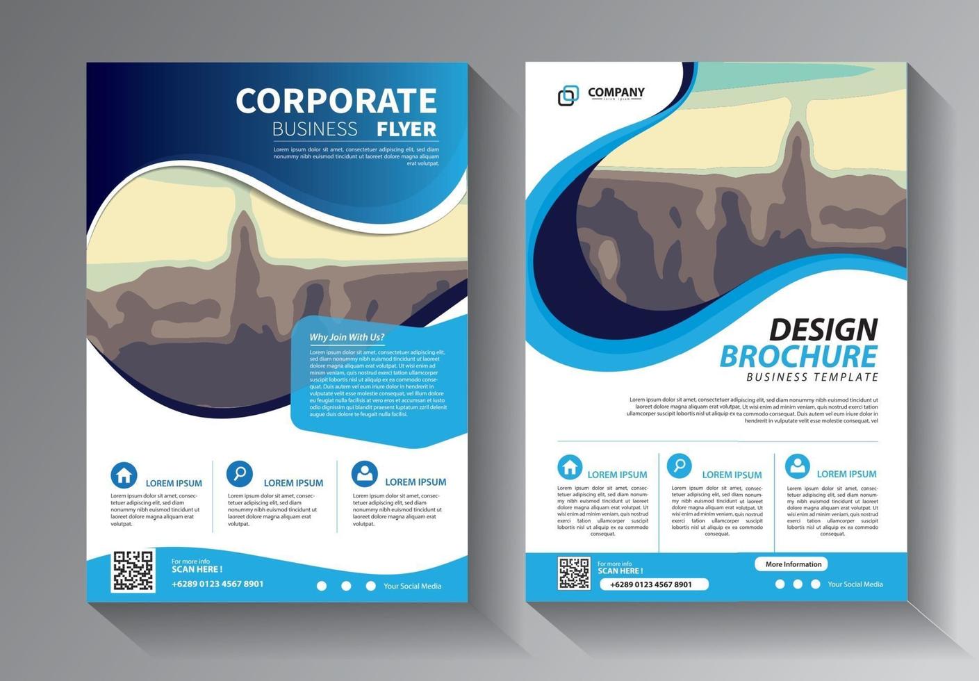 modello di business flyer blu vettore