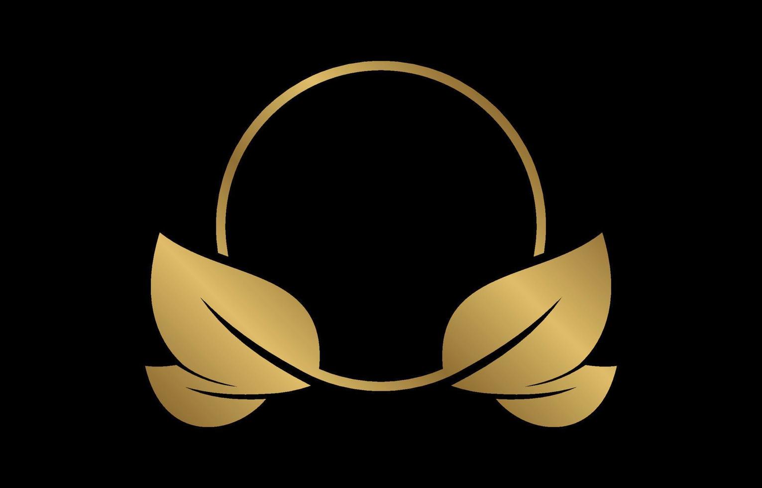 lusso le foglie cerchio telaio d'oro logo design elemento vettore