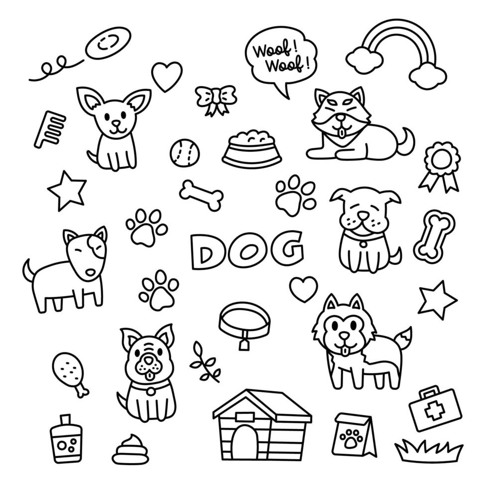 elementi di doodle di cane vettore