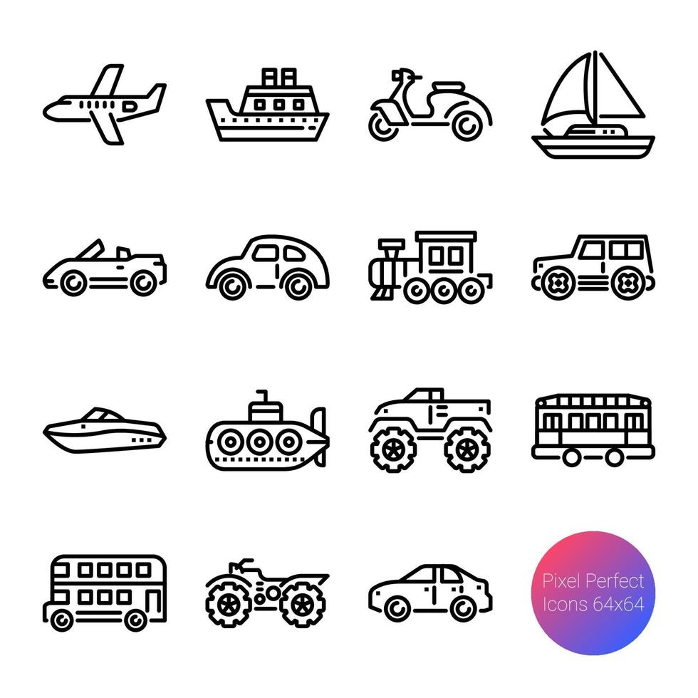 icone di contorno di trasporto vettore