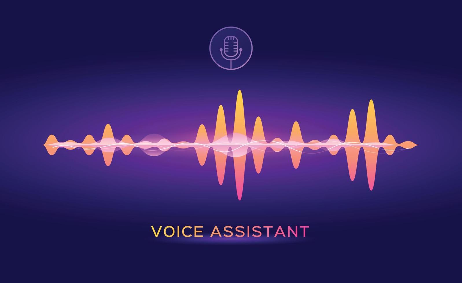 personale voce assistente, suono riconoscimento artificiale intelligenza. microfono logo con discorso onda sonora virtualizzazione vettore concetto