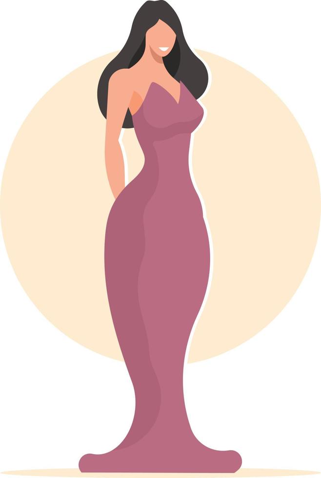 Immagine di un elegante donna nel un' fantasia vestito vettore