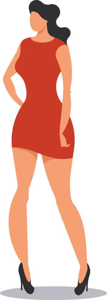 Immagine di un' sottile donna nel rosso vestito vettore