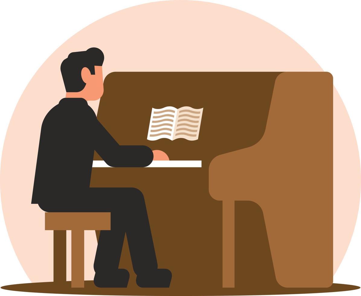 Immagine di un' uomo giocando il pianoforte vettore