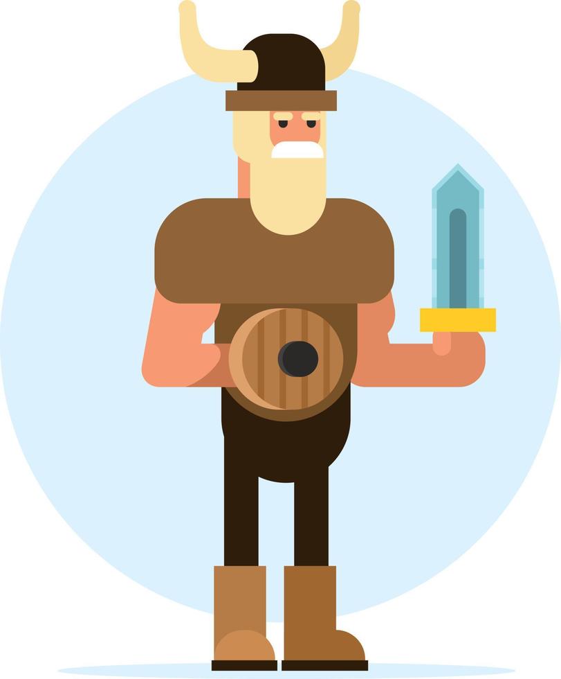 cartone animato illustrazione di un' vichingo con un' spada vettore