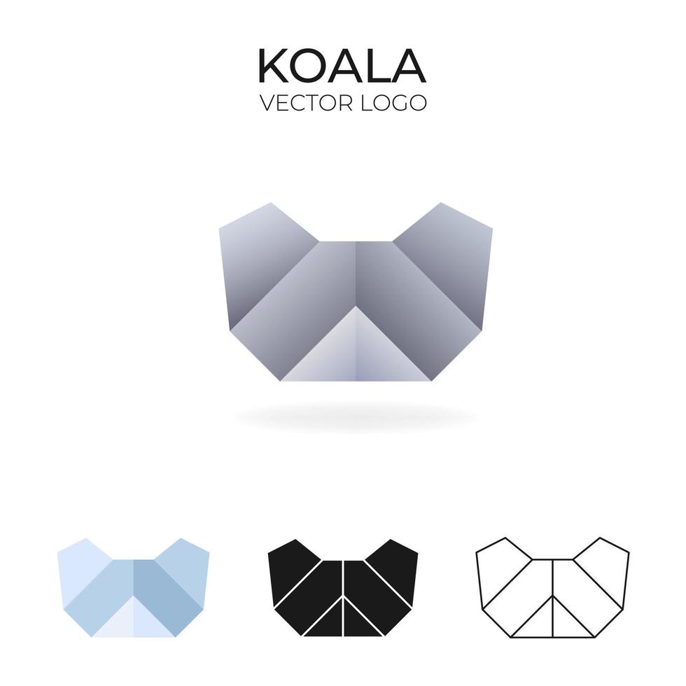 origami vettore logo impostato con koala. isolato logo nel diverso variazioni. pendenza, colore, nero e schema logotipo.