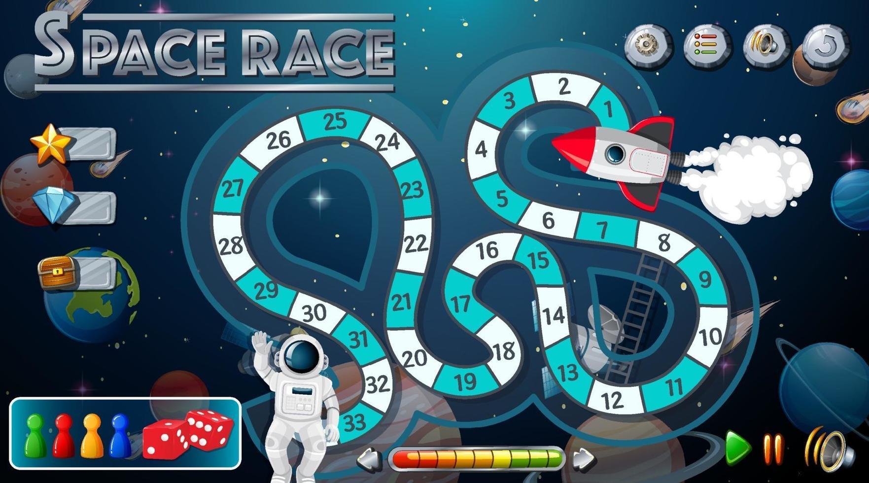 modello di gioco serpente e scale con tema spaziale vettore