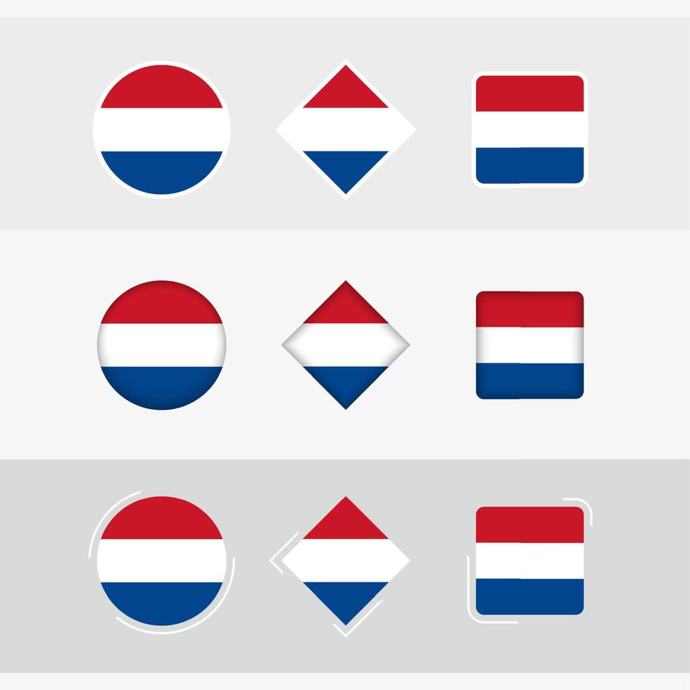 Olanda bandiera icone impostare, vettore bandiera di Olanda.