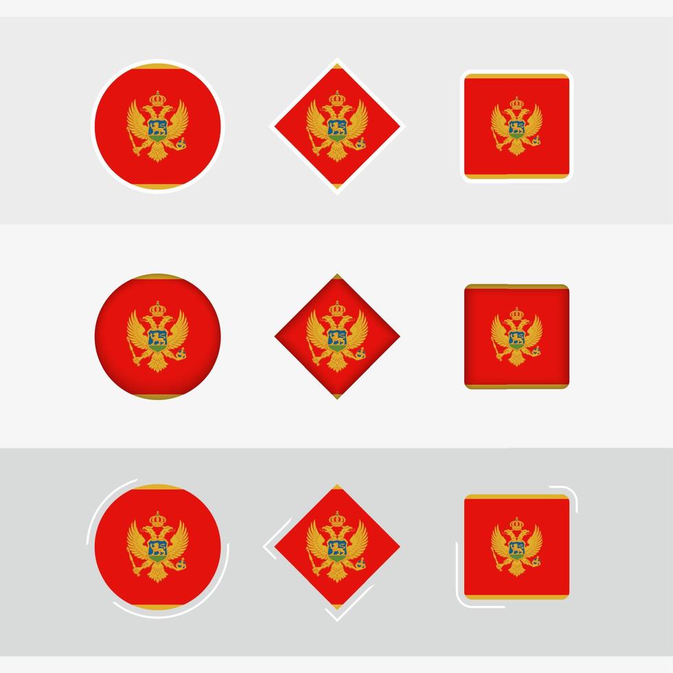 montenegro bandiera icone impostare, vettore bandiera di montenegro.