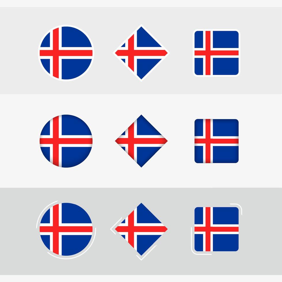Islanda bandiera icone impostare, vettore bandiera di Islanda.