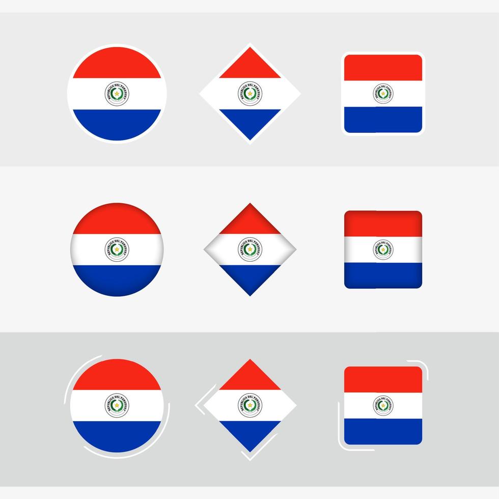 paraguay bandiera icone impostare, vettore bandiera di paraguay.