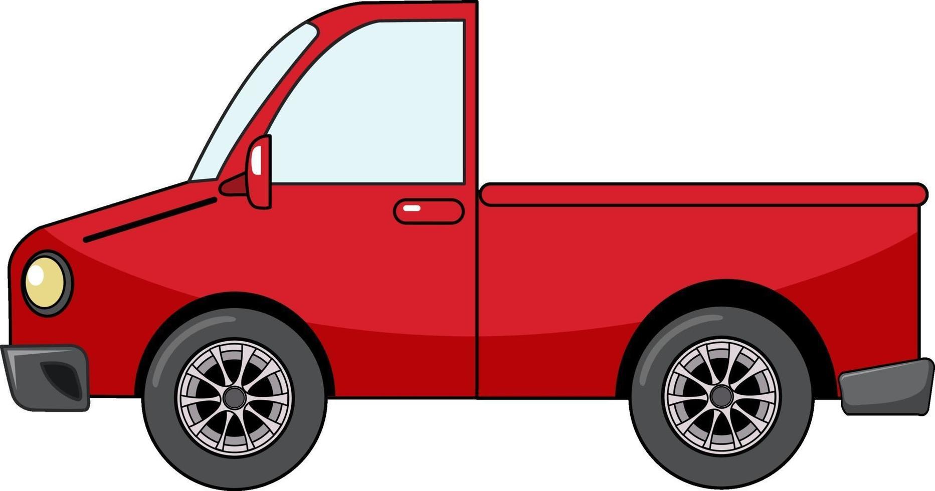 rosso pick up auto in stile cartone animato isolato su sfondo bianco vettore