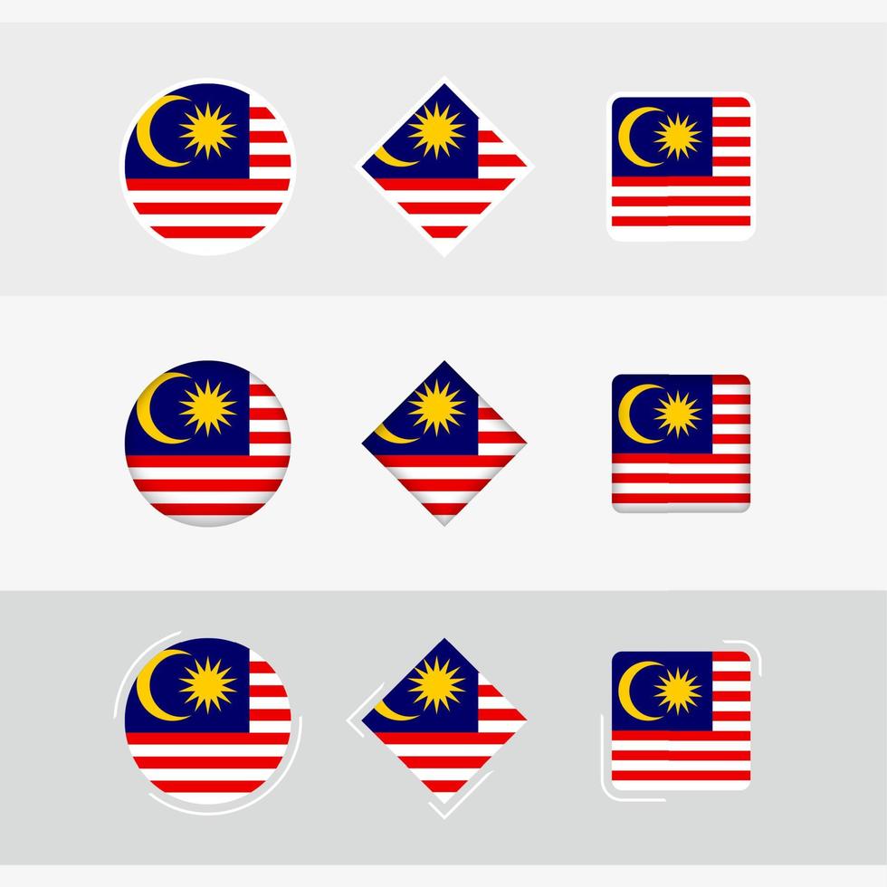 Malaysia bandiera icone impostare, vettore bandiera di Malaysia.