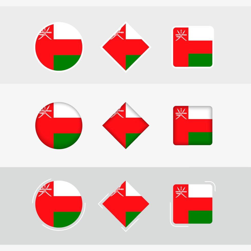 Oman bandiera icone impostare, vettore bandiera di Oman.