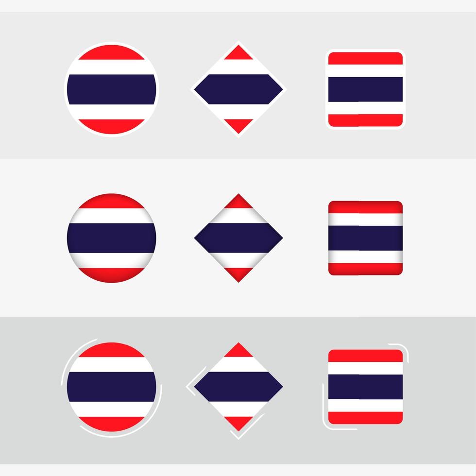Tailandia bandiera icone impostare, vettore bandiera di Tailandia.