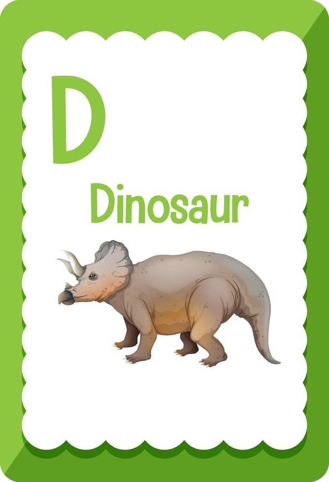 flashcard alfabeto con la lettera d per il dinosauro vettore