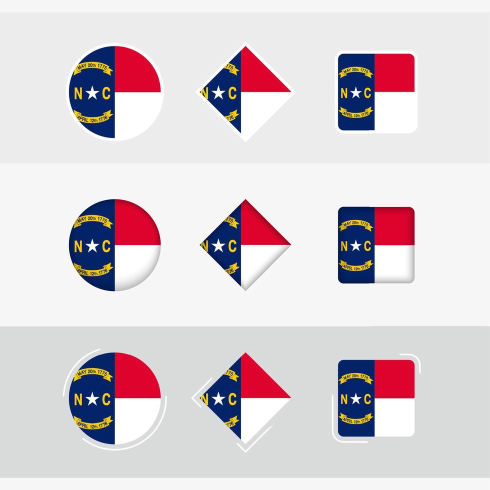 nord carolina bandiera icone impostare, vettore bandiera di nord carolina.