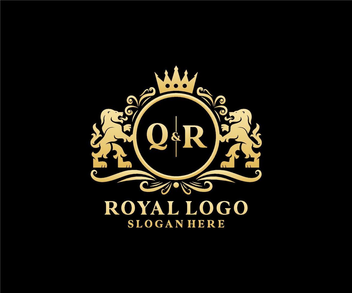 iniziale qr lettera Leone reale lusso logo modello nel vettore arte per ristorante, regalità, boutique, bar, Hotel, araldico, gioielleria, moda e altro vettore illustrazione.