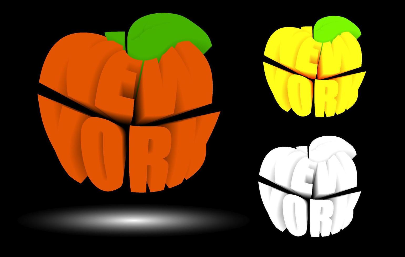 nuovo York è grande Mela nel 3d, metropoli di America. nome NY nel forma di Mela. etichetta per ragnatela design. vettore
