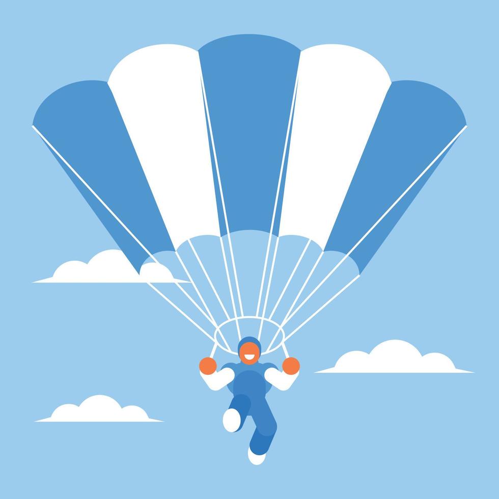 un' uomo è volante con un' paracadute vettore