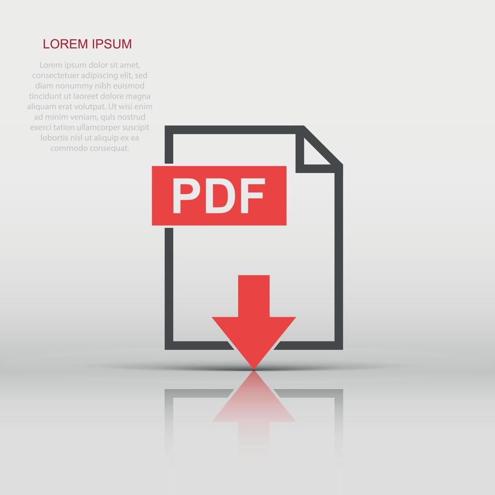 PDF icona nel piatto stile. documento illustrazione pittogramma. file cartello attività commerciale concetto. vettore