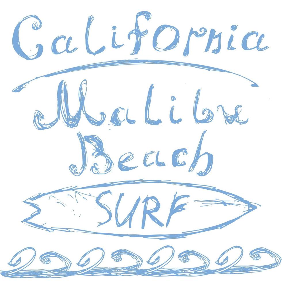california surf malibu isolato vettore