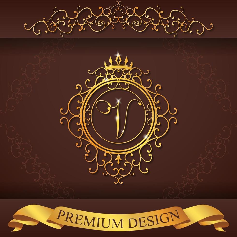 alfabeto araldico design premium oro v vettore