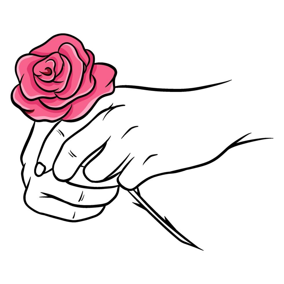 rose disegnate a mano. bel fiore. stile cartone animato. illustrazione vettoriale. vettore