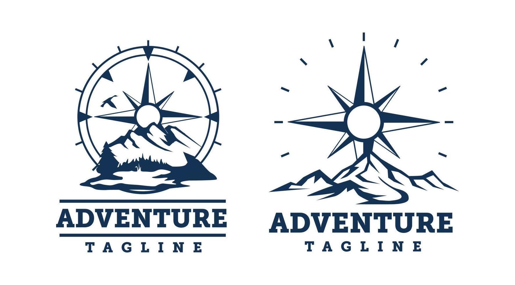 montagna bussola logo design modello. bussola silhouette logo clipart. avventura logo vettore