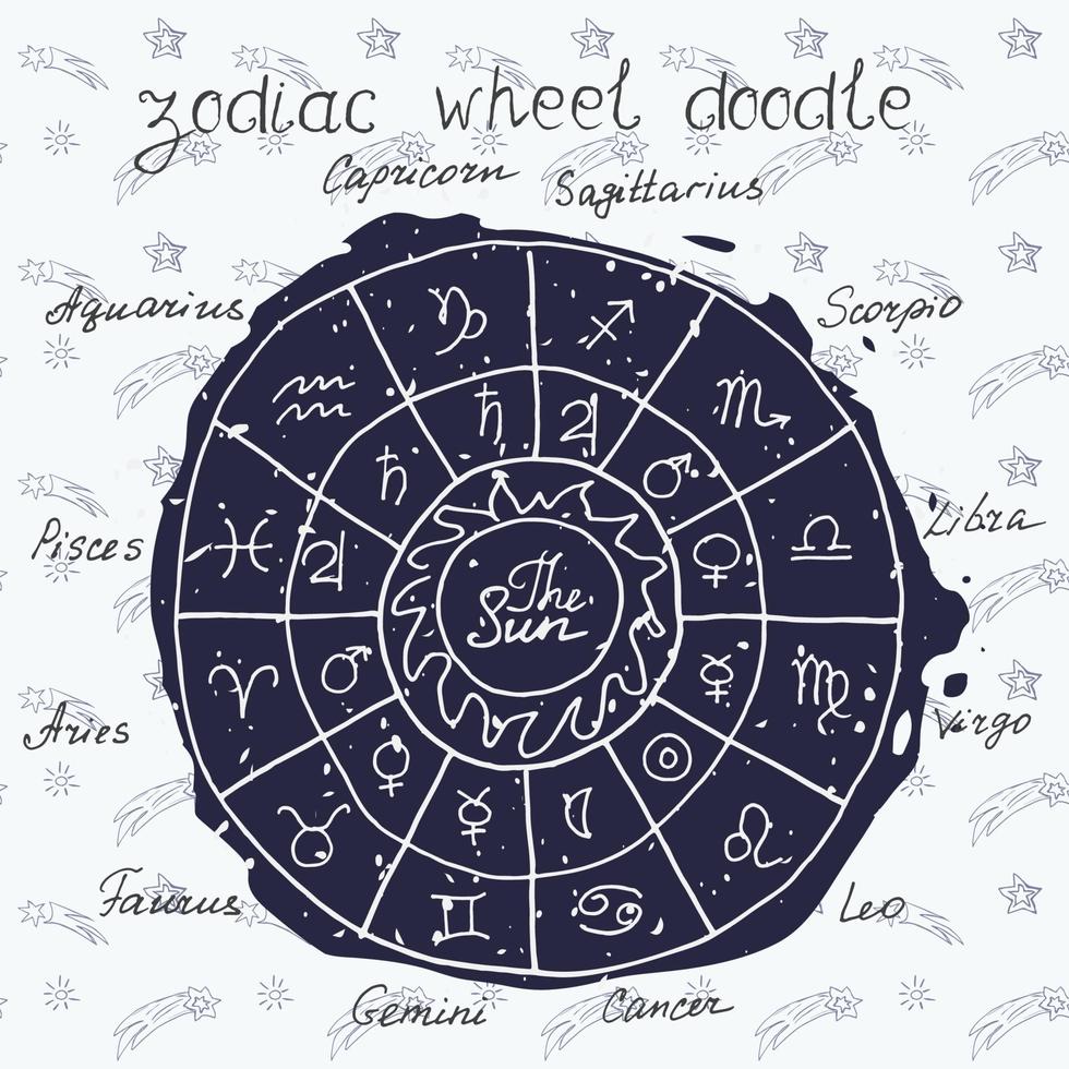 Doodles dello zodiaco rotondo vettore