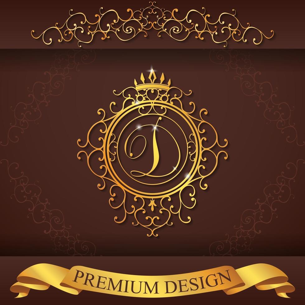 alfabeto araldico design premium oro d vettore