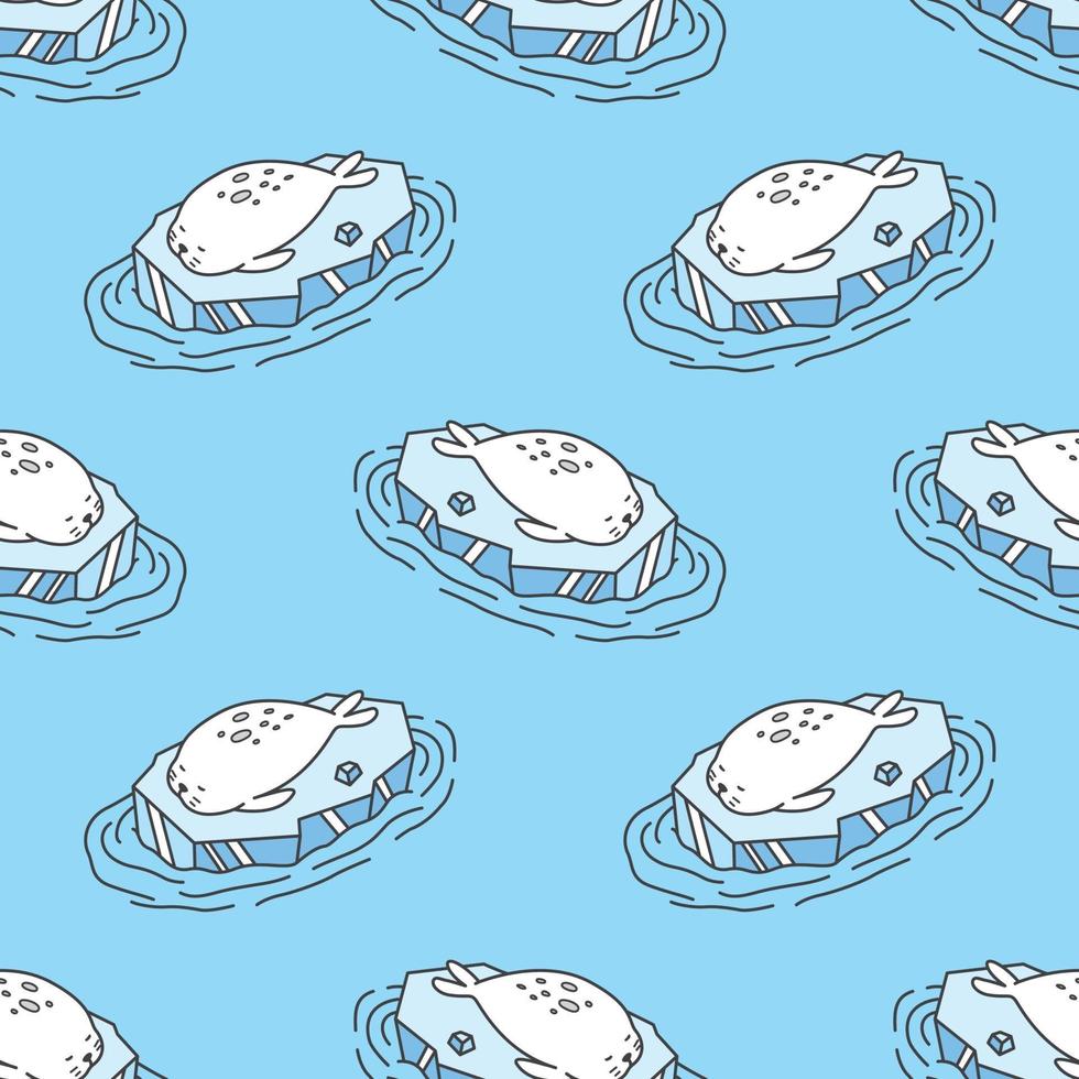 guarnizione su ghiaccio seamless pattern vettore blu