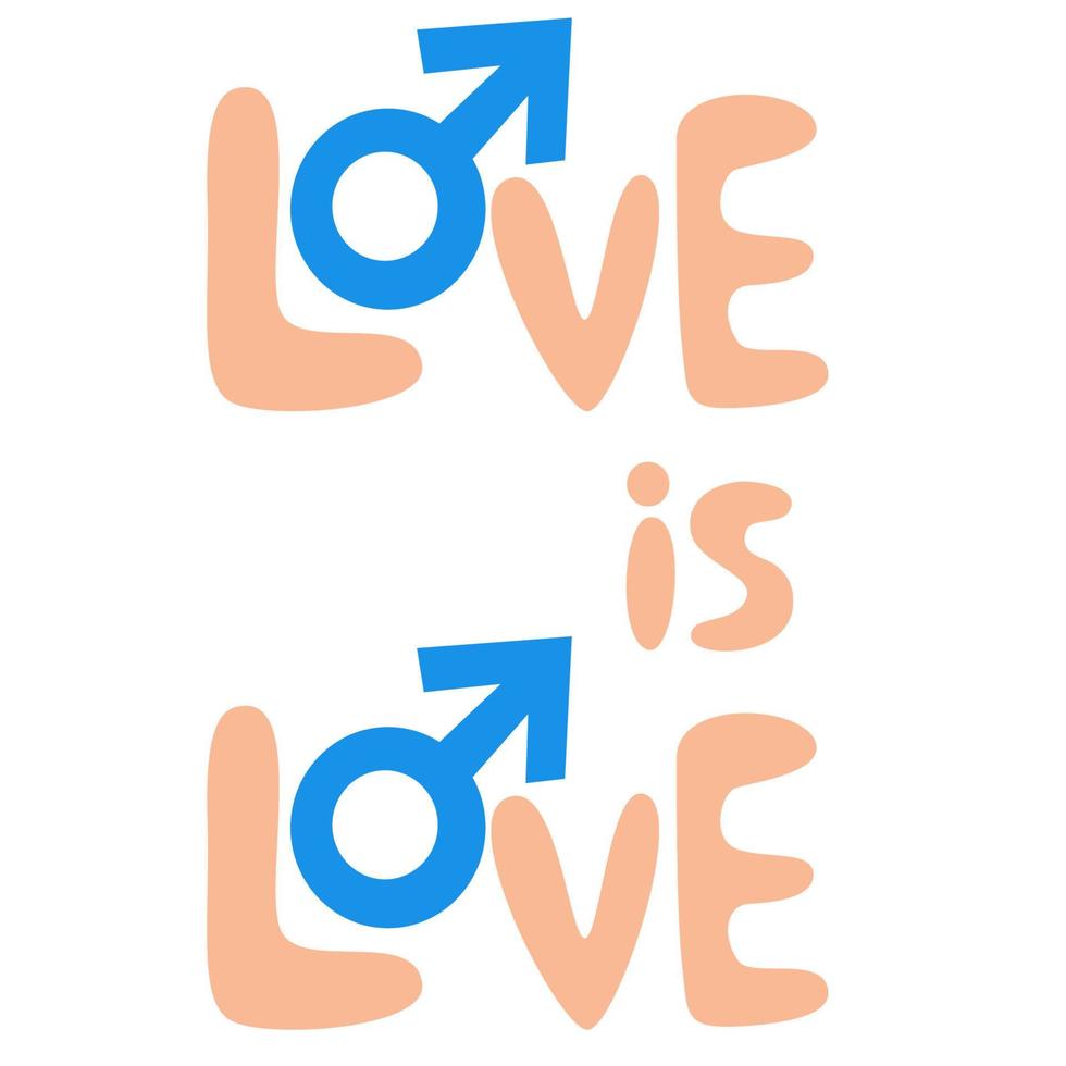 mano disegnare amore è amore con maschio Genere simboli. orgoglio mese. lgbt orgoglio design vettore