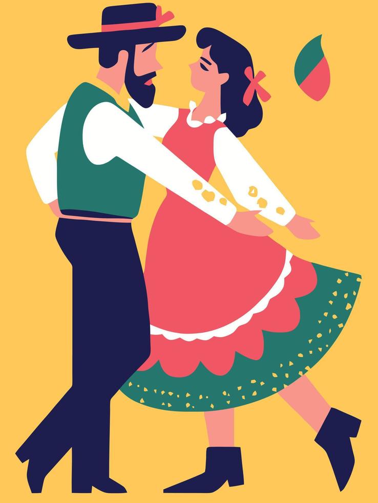 coppia danza a festa junina vettore