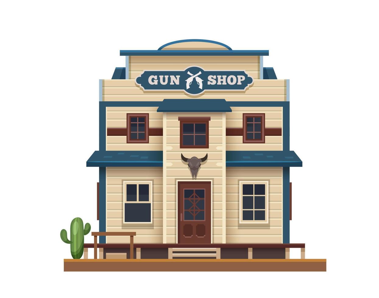 occidentale selvaggio ovest, pistola negozio edificio nel Texas vettore