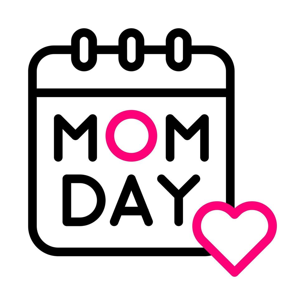 calendario mamma icona duocolor nero rosa colore madre giorno simbolo illustrazione. vettore