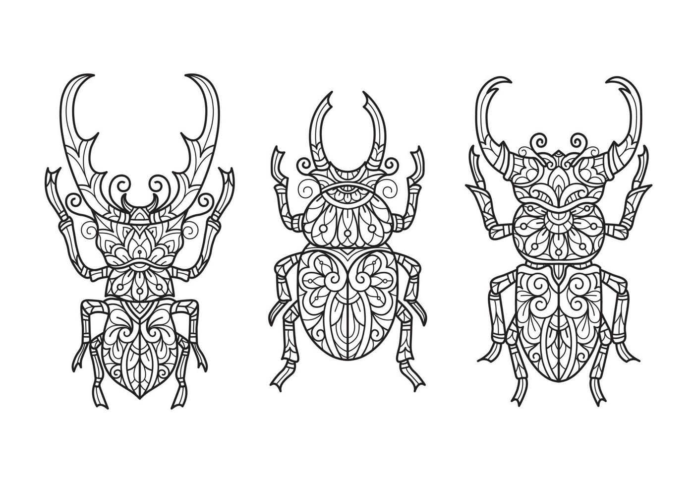 scarabeo su sfondo bianco. schizzo disegnato a mano per libro da colorare per adulti vettore
