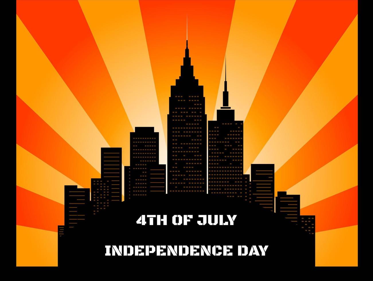 indipendenza giorno vettore illustrazione con americano bandiera e megapolis paesaggio urbano silhouette. 4 ° di luglio, Stati Uniti d'America indipendenza giorno. design per manifesti, striscioni, volantini, saluto carte.