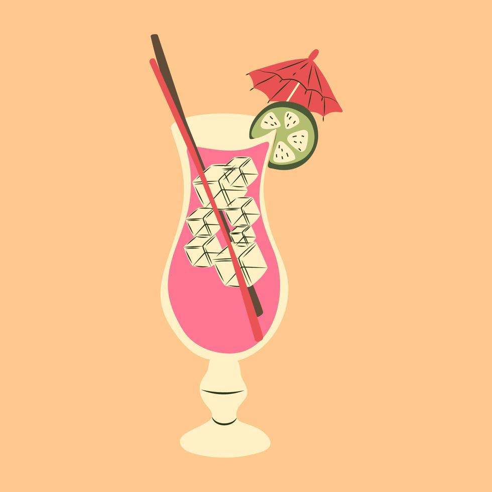 estate cocktail . colorato morbido bevanda con frutta e ghiaccio cubi. bandiera per bar o ristorante. vettore illustrazione