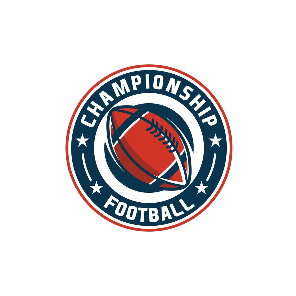 americano calcio logo design. Rugby emblema campionato modello, club, torneo, isolato su bianca sfondo, emblema vettore