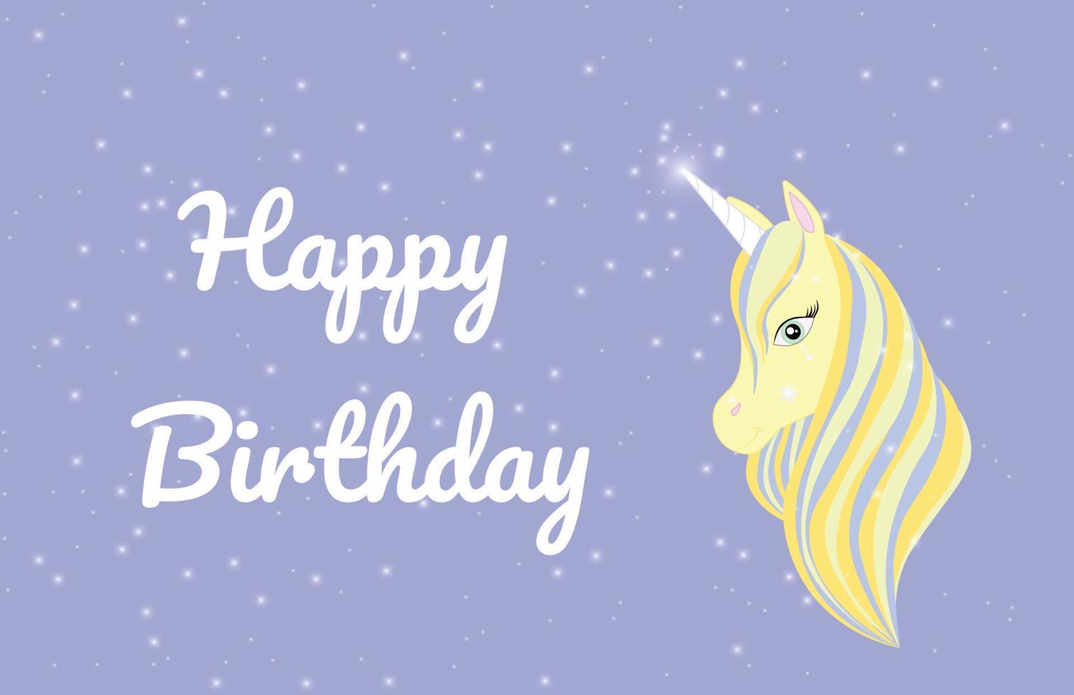 contento compleanno carta con beige unicorno vettore