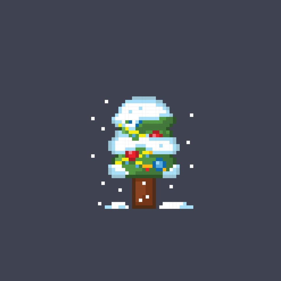 Natale albero nel inverno stagione nel pixel arte stile vettore