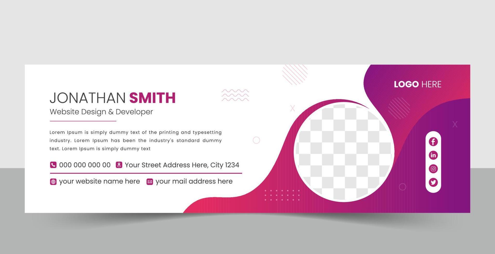 creativo e-mail firma design modello vettore