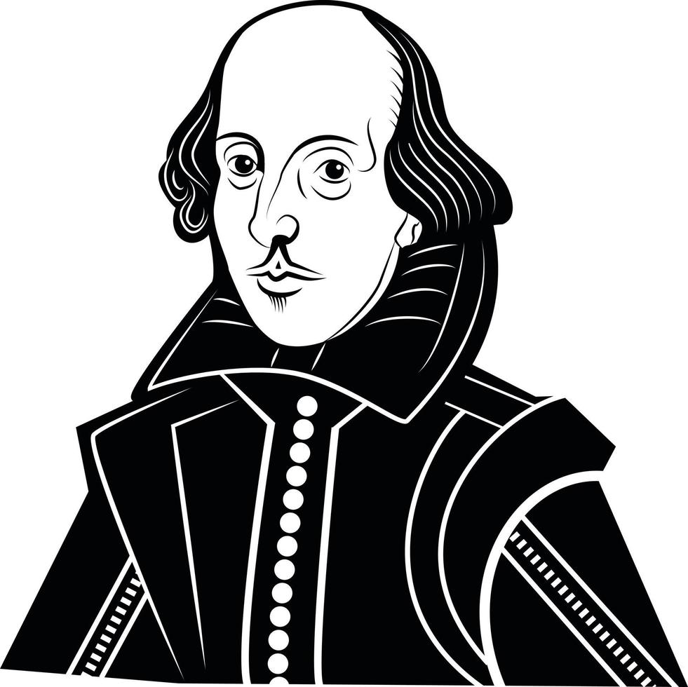 ritratto di famoso inglese scrittore William shakespeare vettore