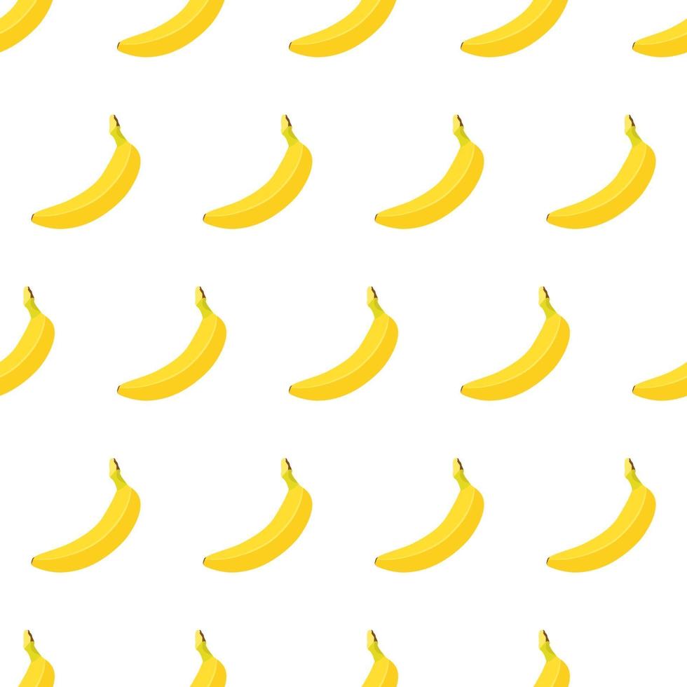 Vector seamless pattern con tutta la banana matura gialla isolato su sfondo bianco